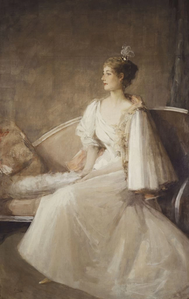 Ritratto di dama seduta su un divano, 1900